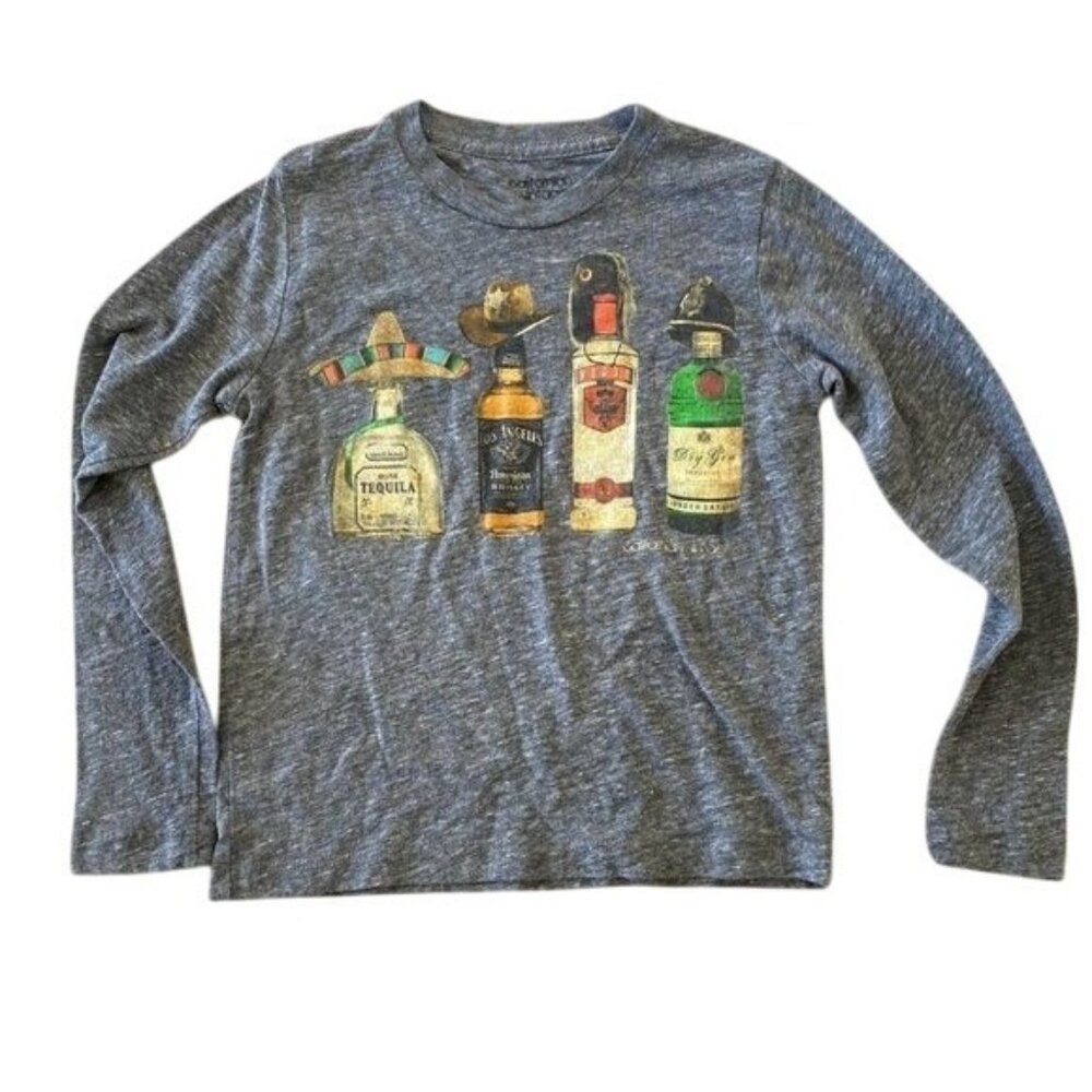 Californian Vintage Hats Bottles Funny Long Sleeve T-shirt Boys Size 4